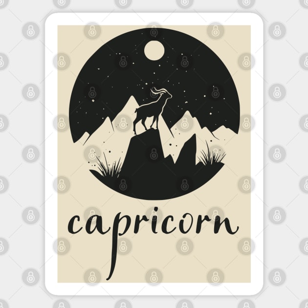 Capricorn Zodiac Sign Mountain Goat Art Magnet by TuncGK